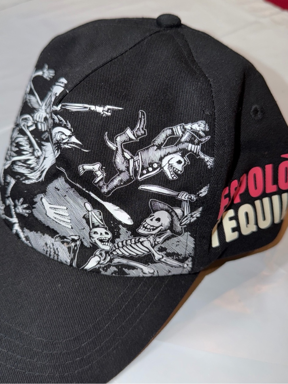 Espolon Tequila BLACK HAT Billed Skeletons Ride Roosters Fight Dia de la Muerta